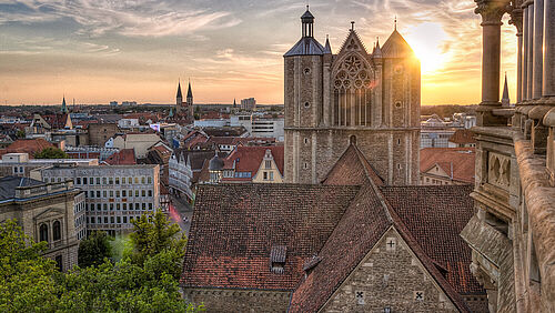 The cathedral St. Blasii in Braunschweig, Germany! Shot from the tower of the town hall.