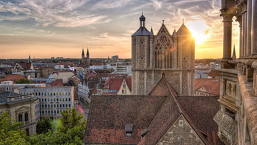 The cathedral St. Blasii in Braunschweig, Germany! Shot from the tower of the town hall.