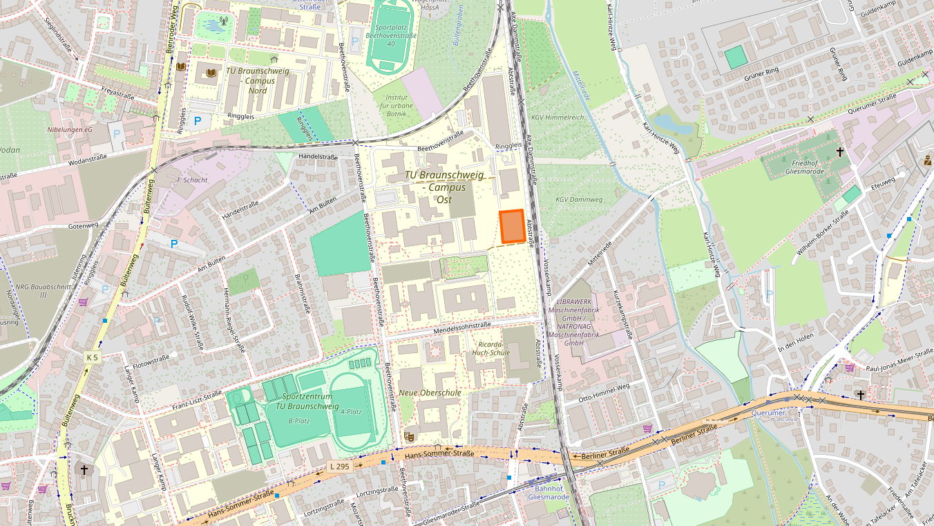 Lageplan des Geländes auf OpenStreetMap
