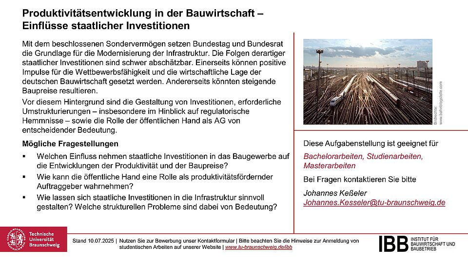 Produktivitätsentwicklung in der Bauwirtschaft