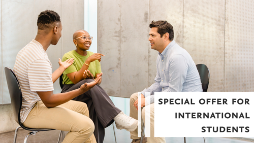 Three Students are having a conversation