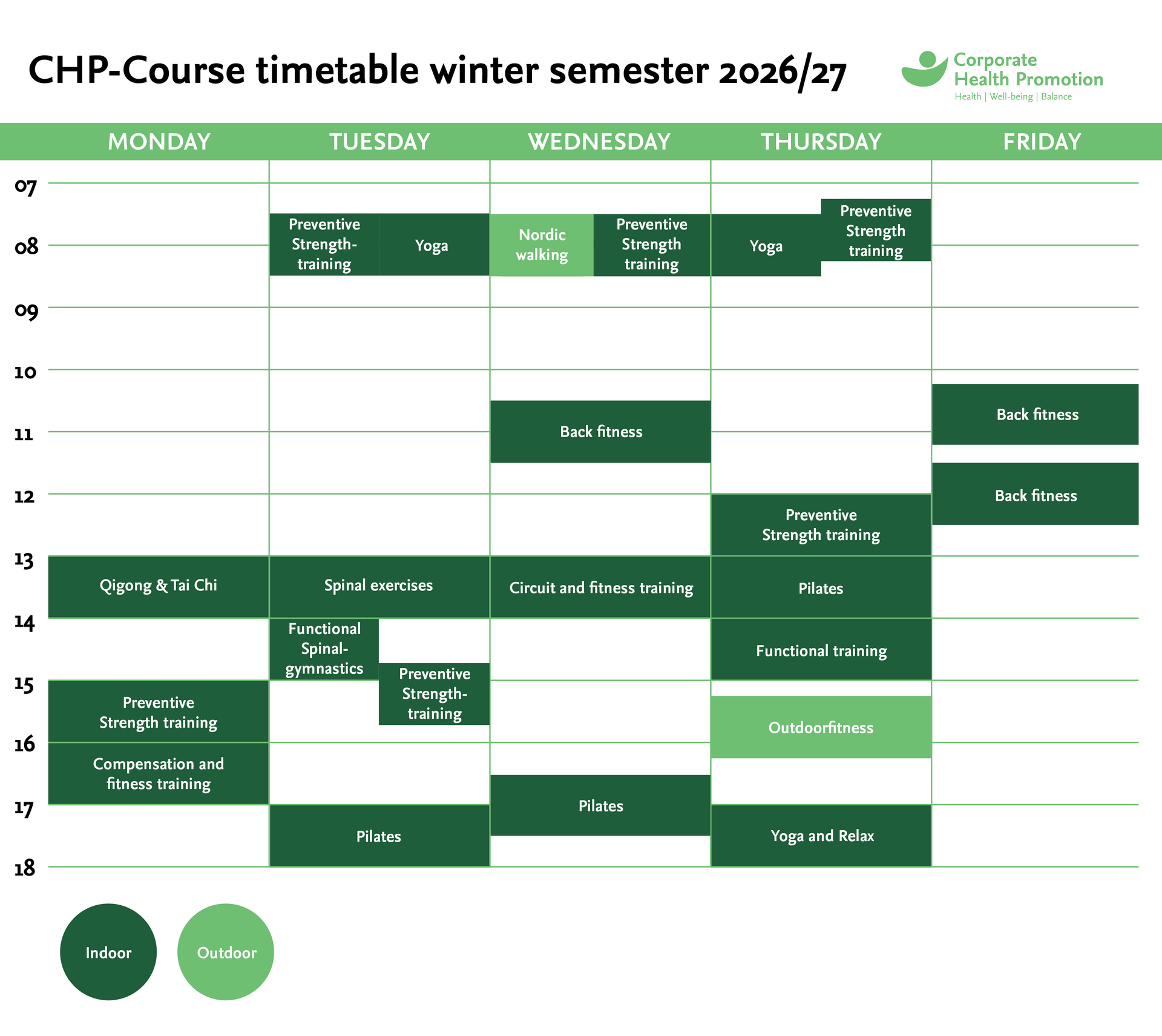 Kursstundenplan BGF Wintersemester 2026/2027