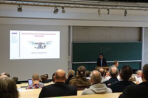 Talk by C. Konzock, Federal Aviation Office, on current EU drone regulations.
