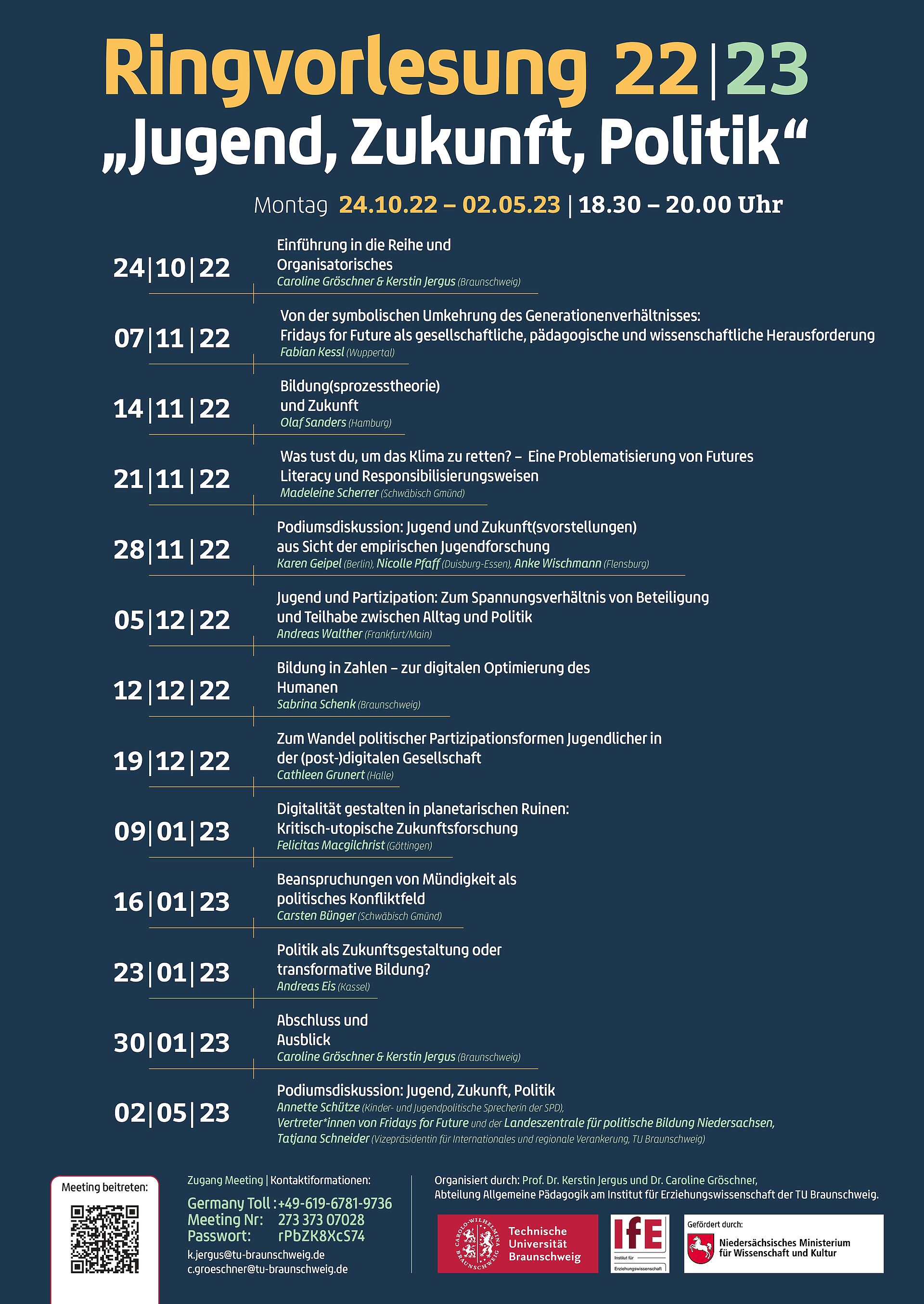 Plakat: Ringvorlesung: Jugend/Zukunft/Politik 