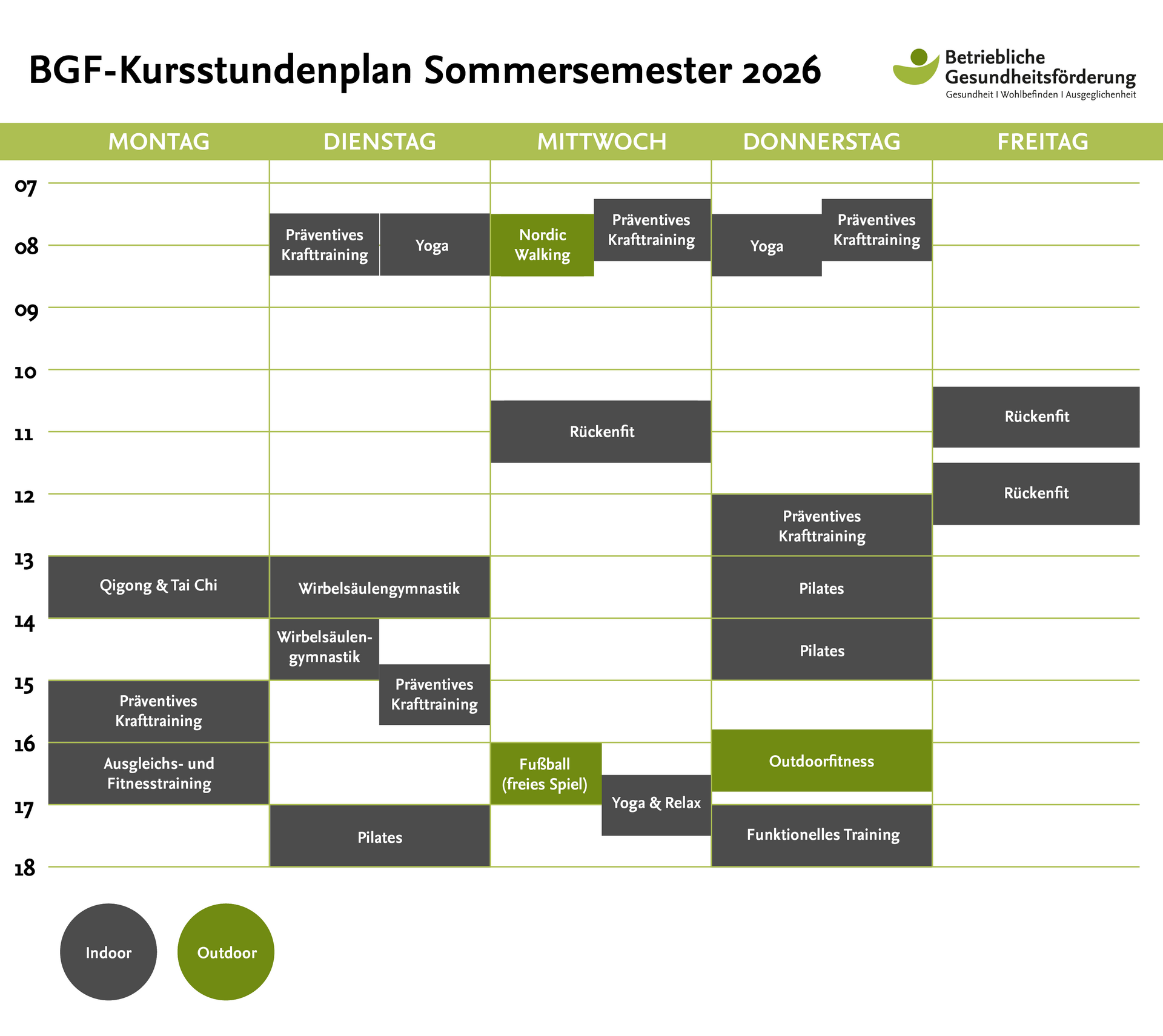 Kursstundenplan Sommersemester 2026