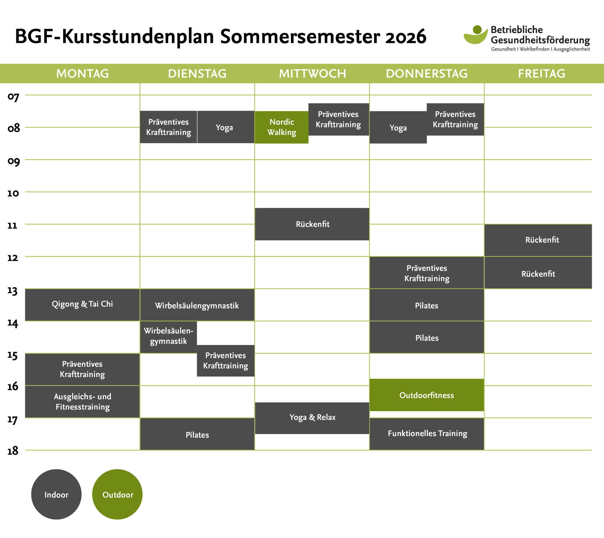 Kursstundenplan Sommersemester 2026