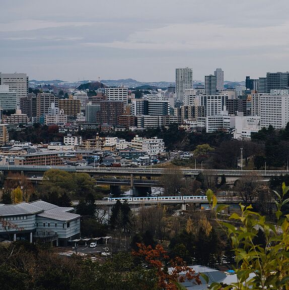 Foto von der Stadt Sendai in Japan. 