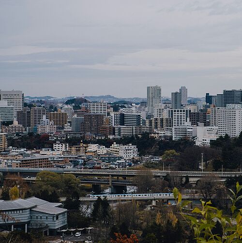 Foto von der Stadt Sendai in Japan. 
