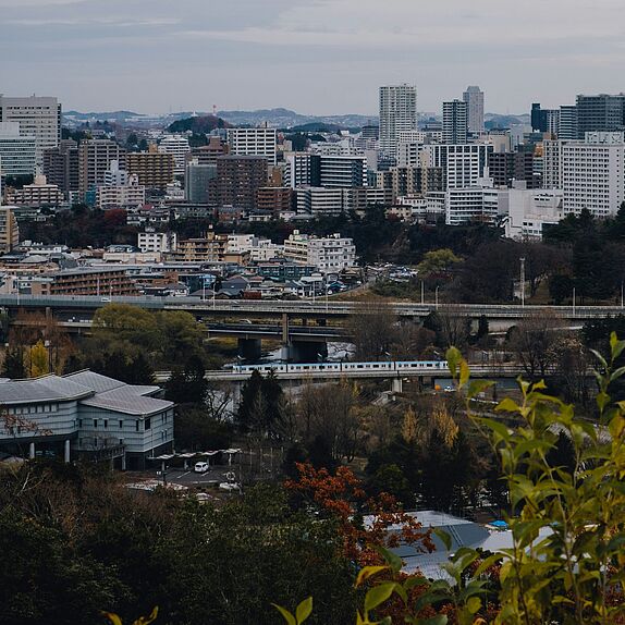 Foto von der Stadt Sendai in Japan. 