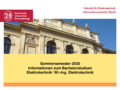 Bachelor Elektrotechnik Sommersemester Wirtschaftsingenieurwesen