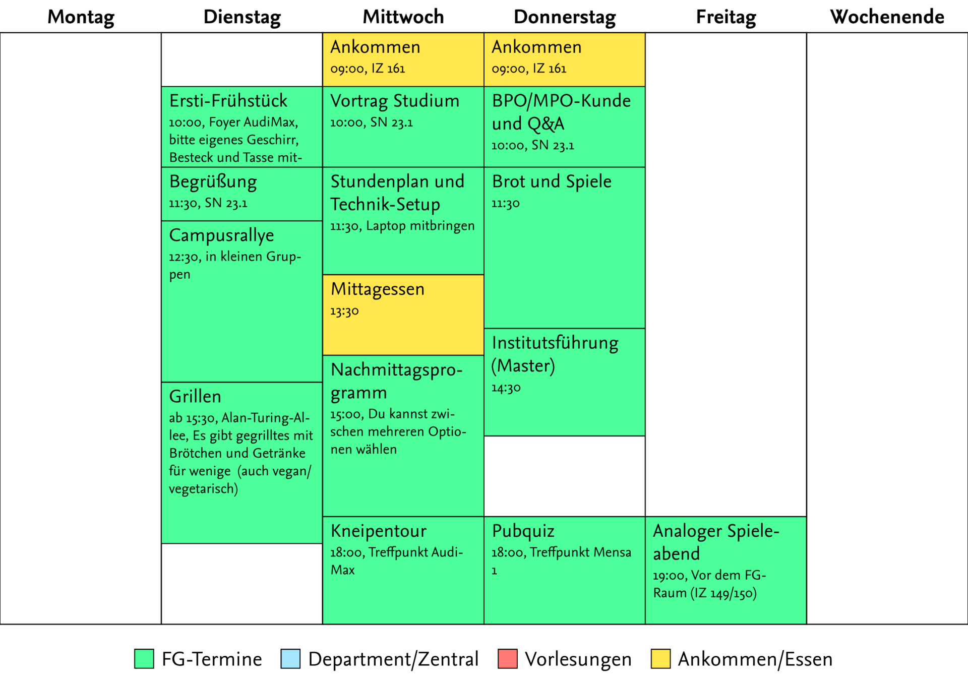 Stundenplan Woche 1