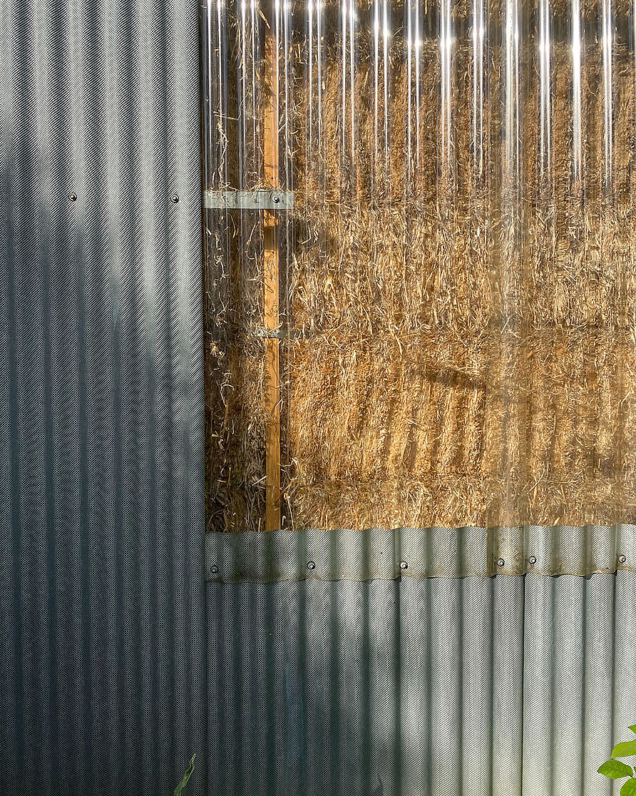 Straw Bale House detail, 9/10 Stock Orchard Street, London. 