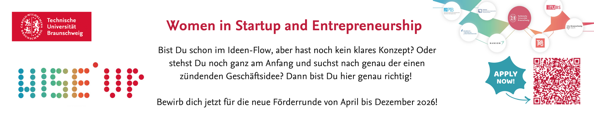 Hinweis zur aktuellen Ausschreibung des Programm WISE*UP -  Women in Startup and Entrepreneurship
