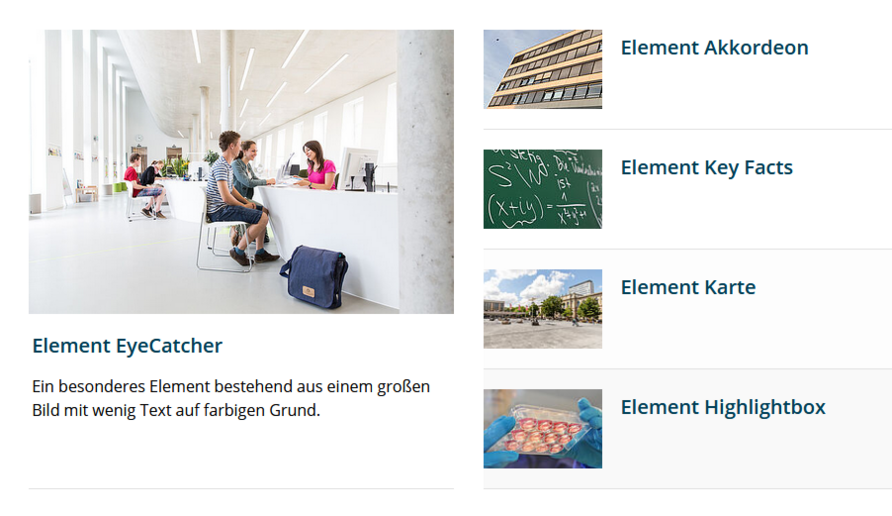 Screenshot of the content element Magazin Darstellung on the TU Braunschweig website
