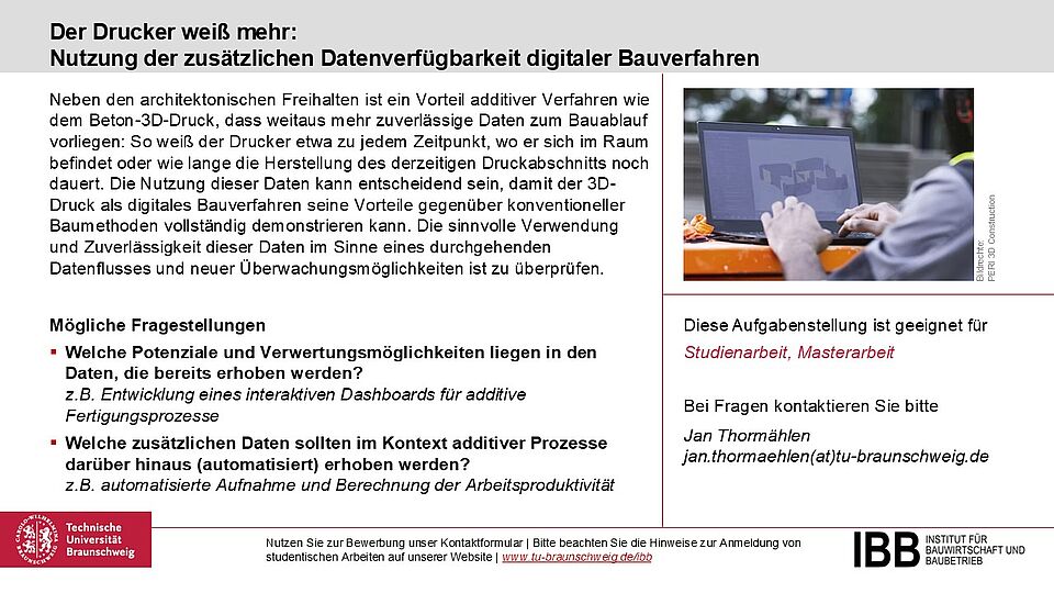 Nutzung der zusätzlichen Datenverfügbarkeit digitaler Bauverfahren
