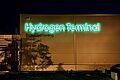 Das neu eröffnete Hydrogen Terminal am Forschungsflughafen bei Nacht