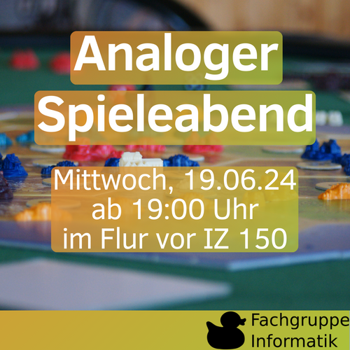 Analoger Spieleabend Mittwoch, 19.06.24 ab 19:00 Uhr im Flur vor IZ 150