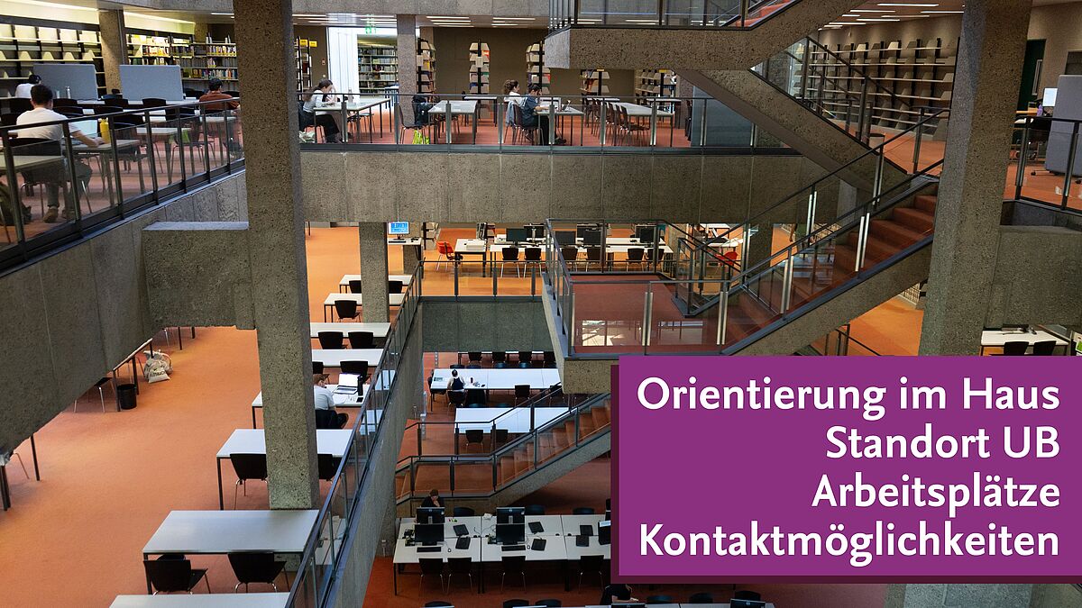 Blick auf Treppenhaus und Lesesaal von oben UB