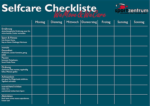 Selfcare Checkliste