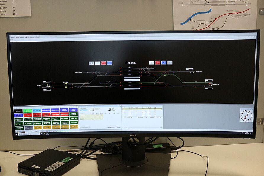 Der Arbeitsplatz Rebenau. Das Stellwerk wurde in dieser Form auch während des Versuches bedient.