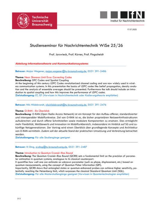 Beschreibung Seminarthemen