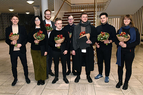 Die Studierenden, deren Arbeiten beim Wolfsburg Award im Alvar-Aalto-Kulturhaus ausgezeichnet wurden.