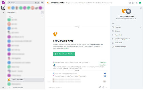 Screenshot, der zeigt wie man dem TYPO3-Raum im Matrix-Messenger beitritt