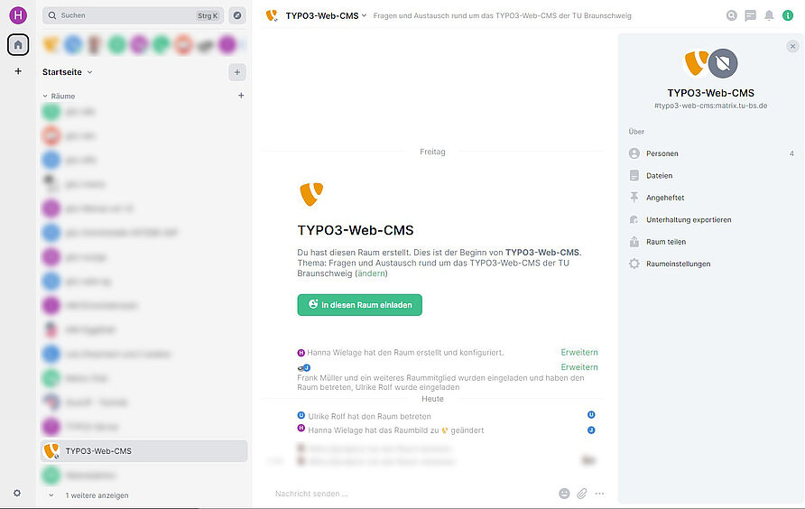 Screenshot, der zeigt wie man dem TYPO3-Raum im Matrix-Messenger beitritt