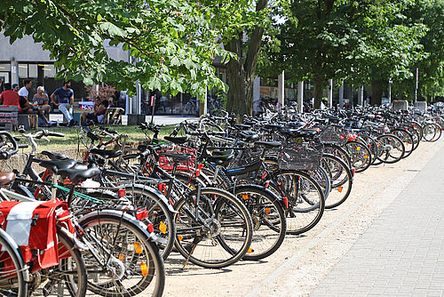 Bikes in front of the Forumsplatz