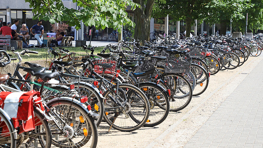 Bikes in front of the Forumsplatz