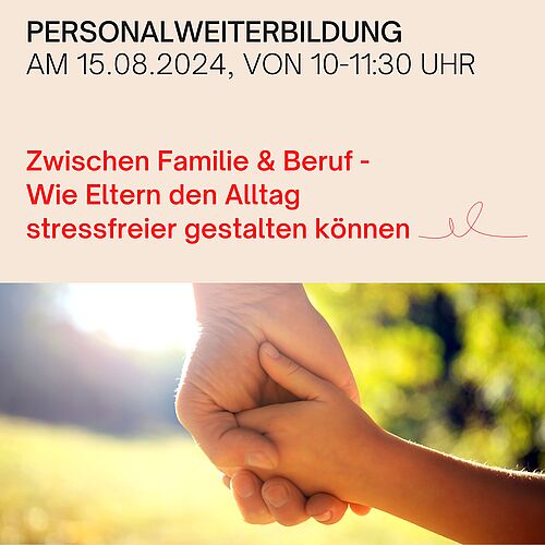 Info über Personalweiterbildung mit Bild von zwei Händen die sich greifen