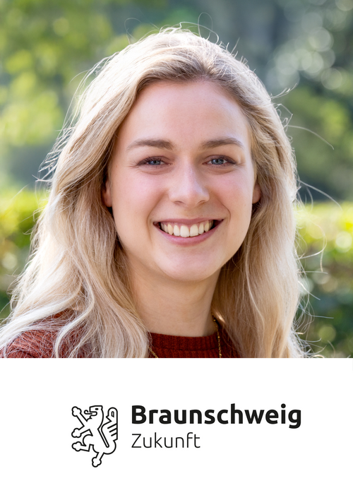 Bild der Mentorin Sabrina Kirchholtes mit dem Logo der Braunschweig Zukunft