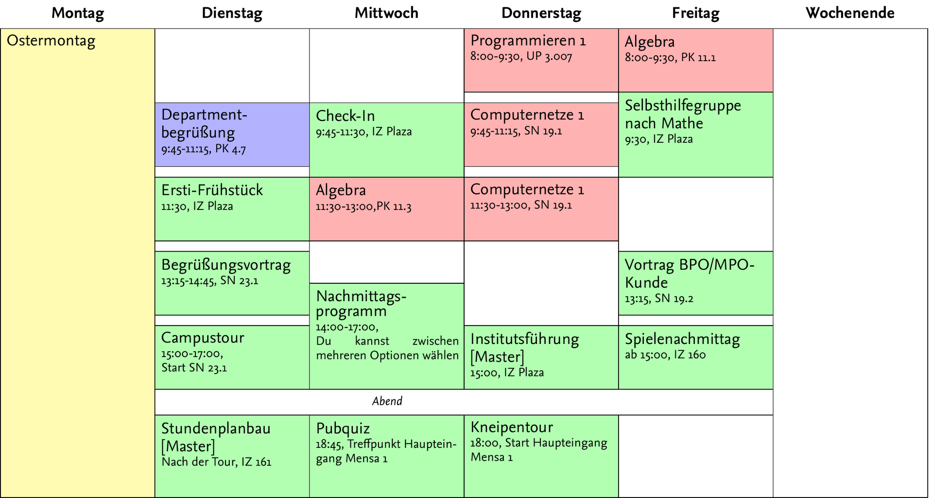 Stundenplan Woche 1