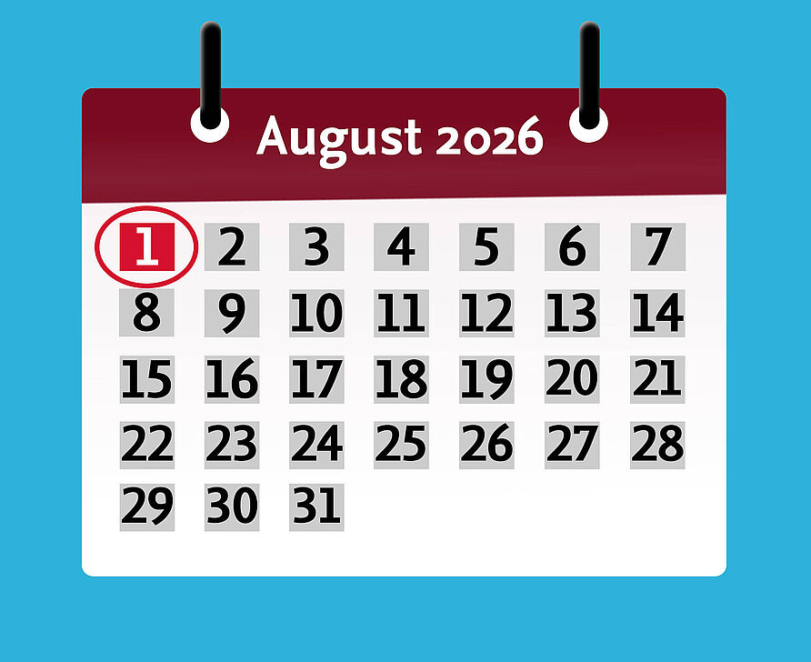 1. August rot markiert
