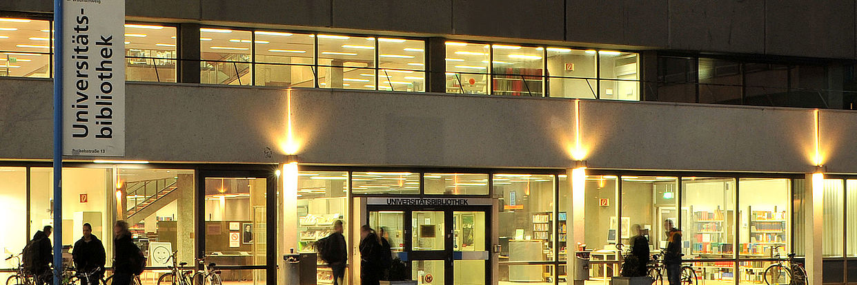 The university library at night 