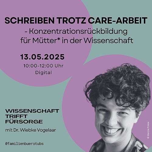 Info-Kachel "Schreiben trotz Care-Arbeit" 