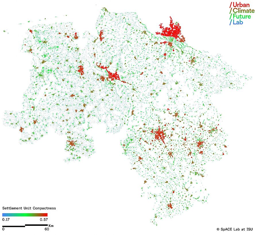 Niedersachsen zeichnet sich durch regional charakteristische Siedlungsmuster und -typen aus. Das UCFL Urban Climate Future Lab erforscht die Klimauswirkungen dieser und entwickelt Transformationspfade für eine nachhaltige, klimagerechte Entwicklung. 