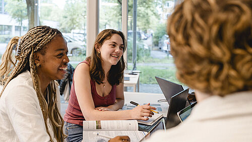 International students studying in the student house