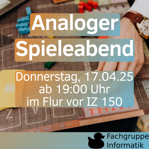 Analoger Spieleabend Donnerstag, 17.04.25 ab 19:00 Uhr im Flur vor IZ 150