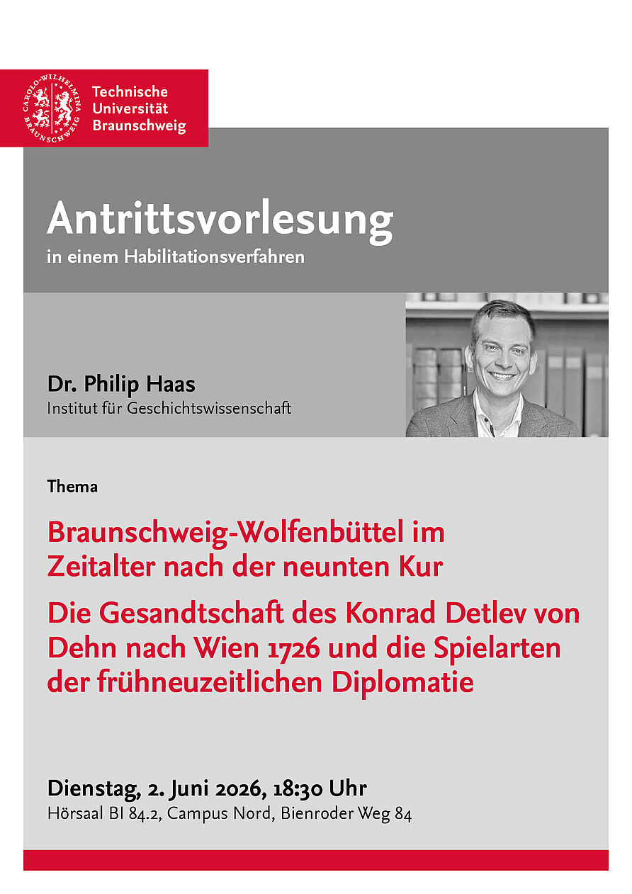 Plakat zur Antrittsvorlesung Haas am 2. Juni um 18.30 Uhr in BI 84.2