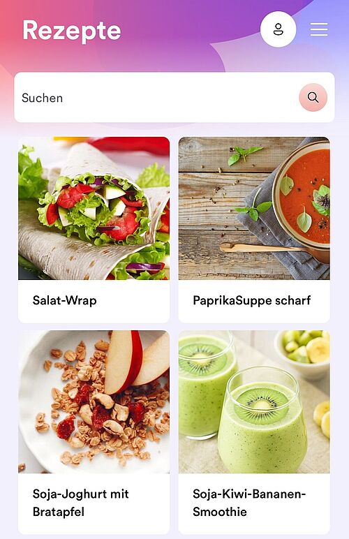 Screenshot Rezepte BenFit App