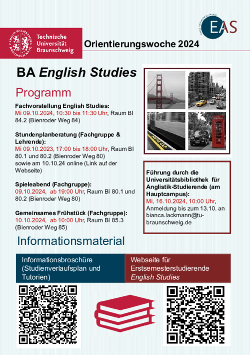 Programm der Orientierungswoche English Studies