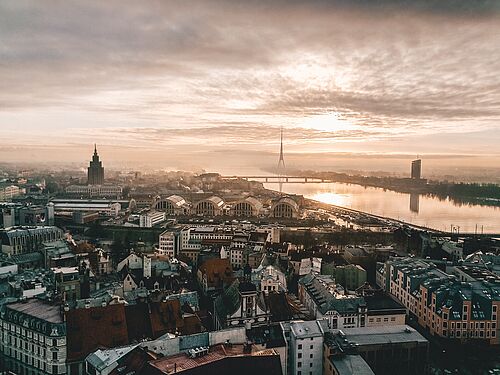 Die Stadt Riga aus der Vogelperspektive