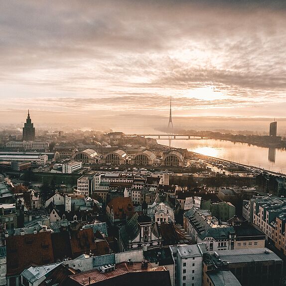 Die Stadt Riga aus der Vogelperspektive