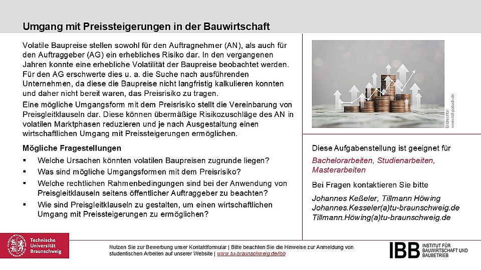 Umgang mit Preissteigerungen in der Bauwirtschaft