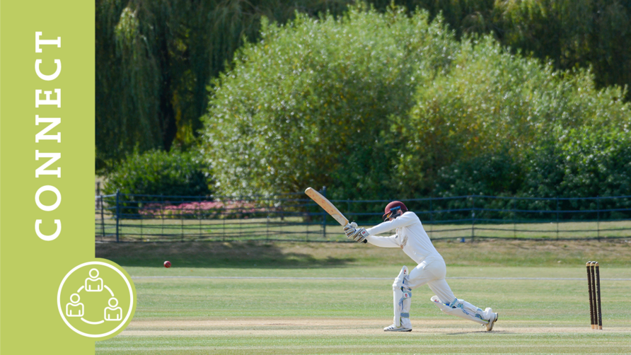 Ein Spieler bei einer Szene eines Cricket-Spiels