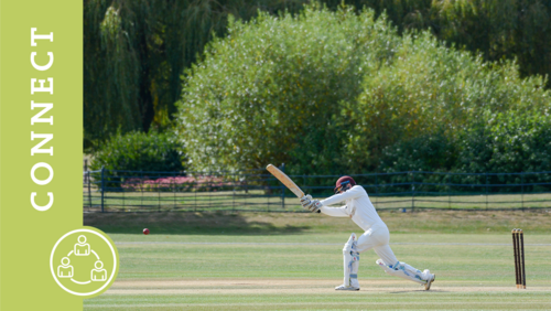 Ein Spieler bei einer Szene eines Cricket-Spiels