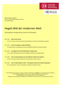Wintersemester 2021/22: "Hegels Bild der modernen Welt"