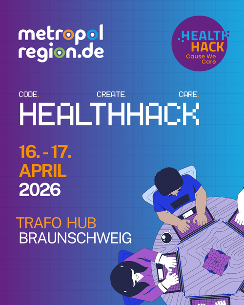 Flyer mit Hinweisen auf das Health Hack Festival 2026