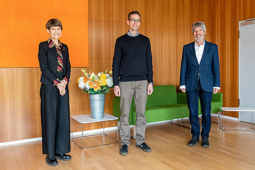 Ernennung: TU-Präsidentin Professorin Angela Ittel mit Professor Kai Schröter und Professor Wolfgang Durner, Dekan der Fakultät 3. 